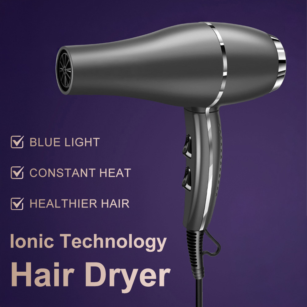 Image of 2200w Hair Dryer With Negative , Blue Light Temperature Care, 2 Airflow , 3 Heat Settings, Quiet Copper Motor For Fast And Controlled Hair Drying