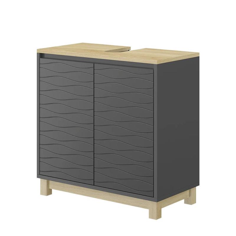 Image of 60 X 60 Cm Bathroom Vanity Cabinet With 2 Doors, Under-sink Cabinet For Washbasin, Mdf Bathroom Furniture
