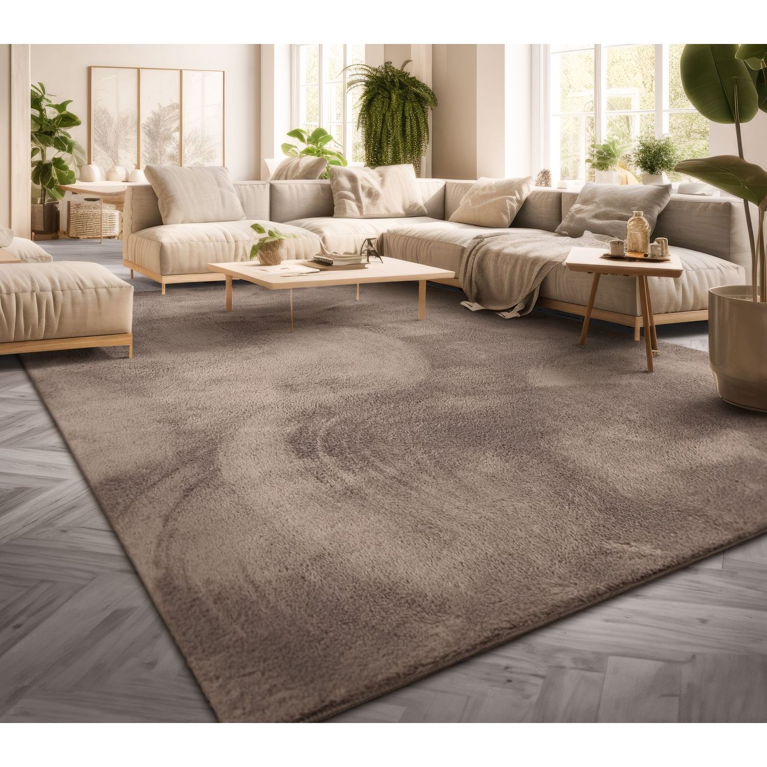 Living Room Short Pile Plain Modern Design Washable, Non Slip Stain Resistant Polyester Cloth