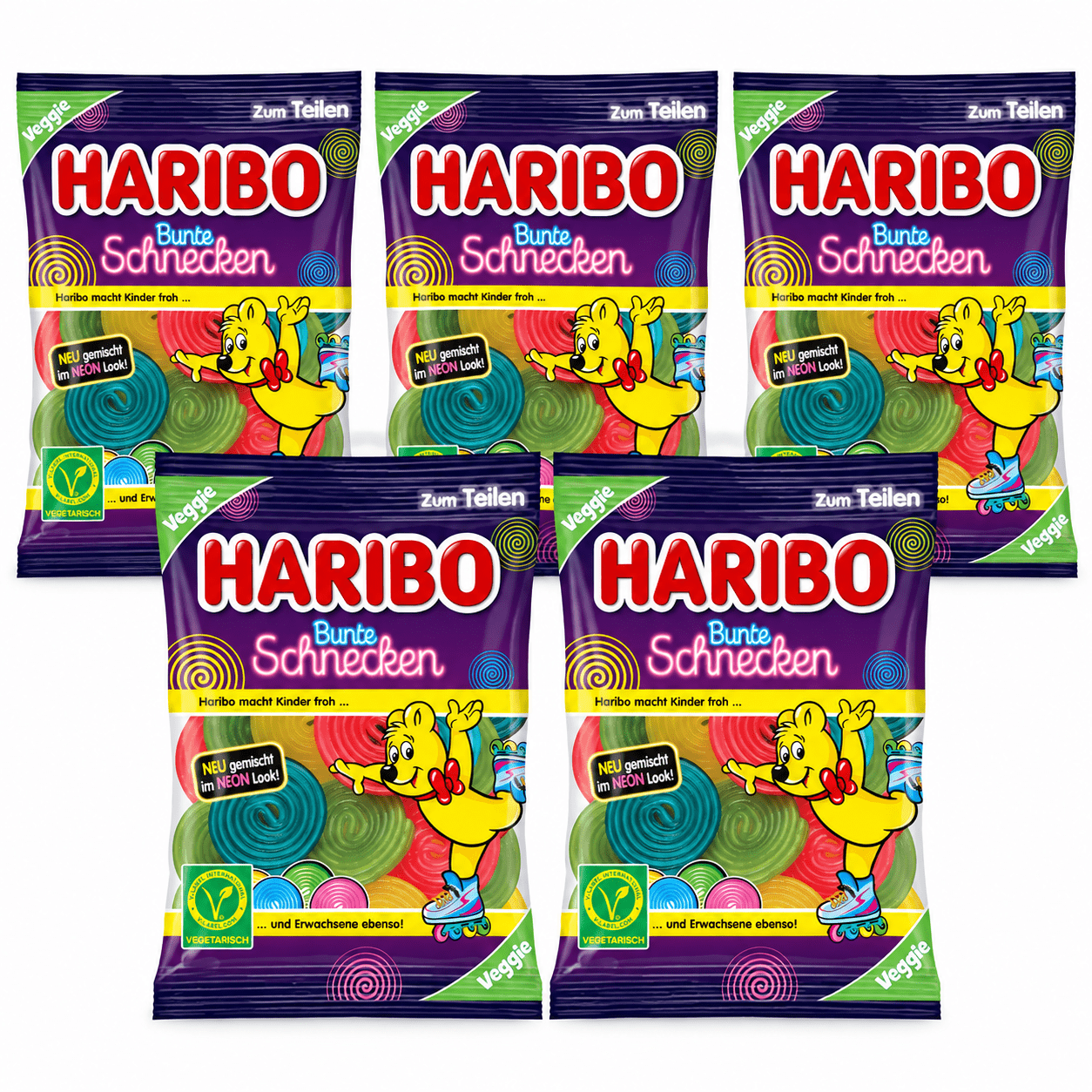 Image of Haribo Colorful Snails Vegetarian 5 X 160g