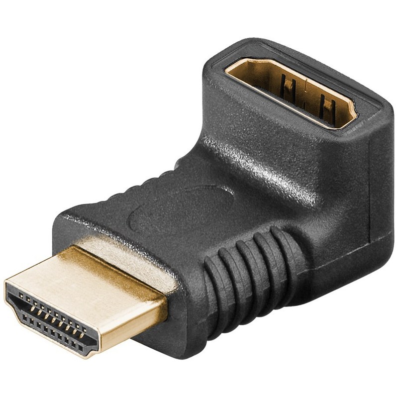 Goobay 68782 Hdmi™ Right Angle Adapter, Gold-plated, Hdmi™ Female (type A), Black - Hdmi™ Female (type A) > Hdmi™ Male (type A) 90°