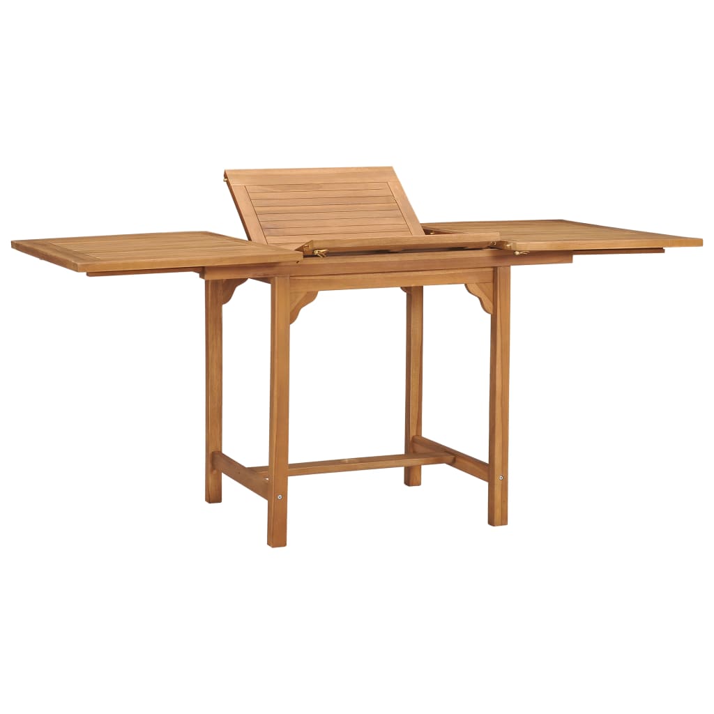 Solid Teak Extendable Garden Table, Wooden Dining Table, Patio Table, Balcony Table, Garden Furniture (110-160)x80x75cm
