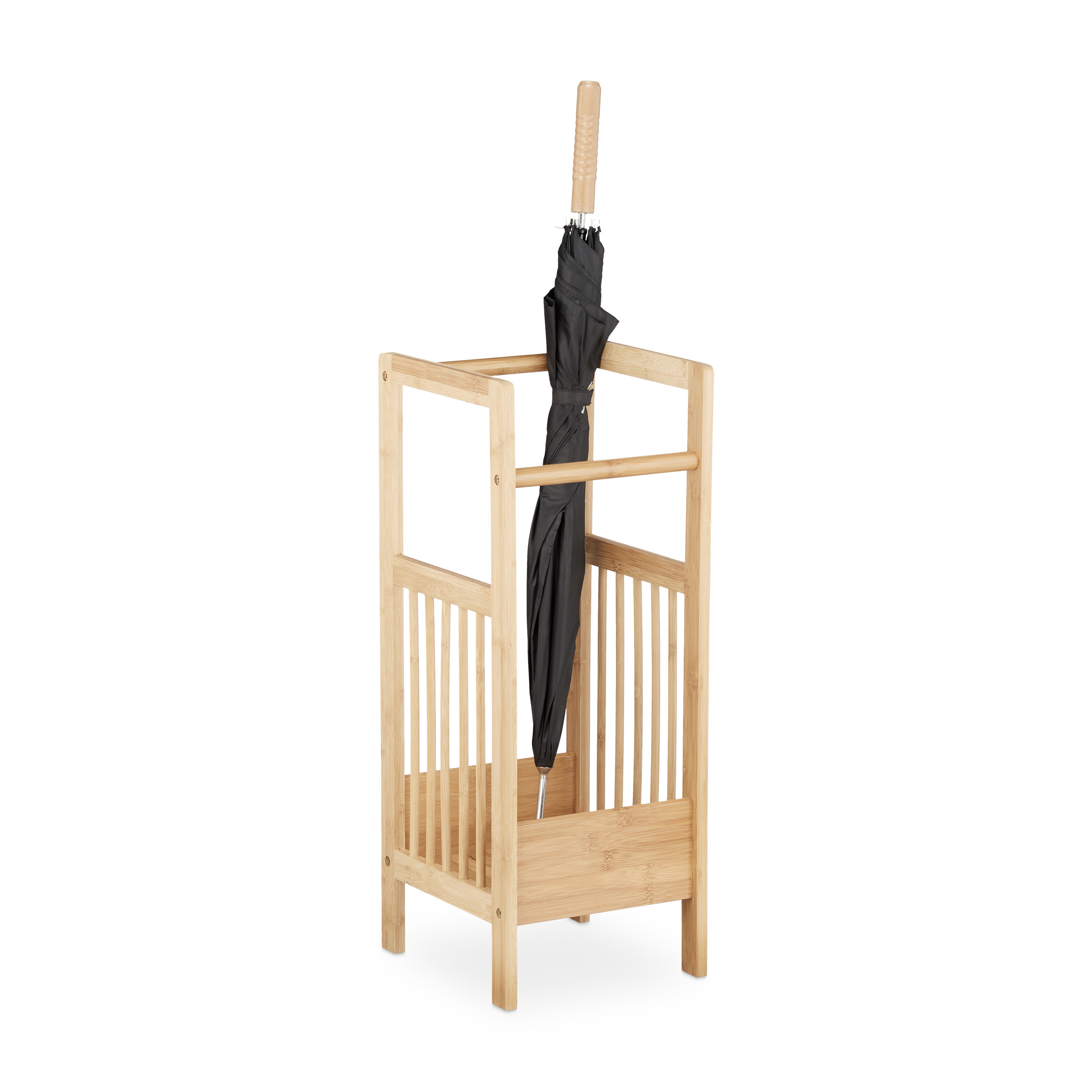 Umbrella Stand With 2 Handles In Natural Finish
