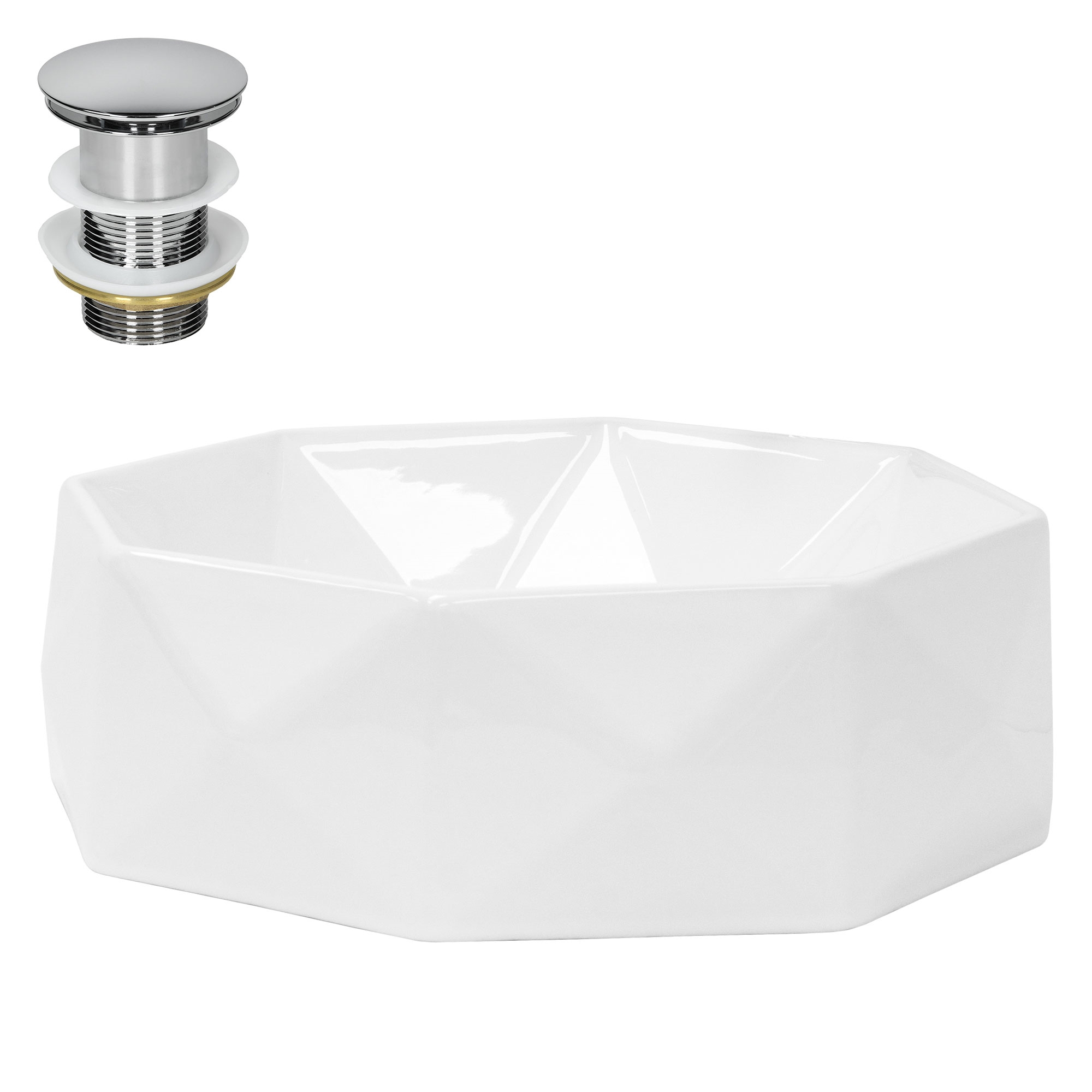 Image of Luxebath Ceramic Sink Ø 420 X 135 Mm, Countertop Basin, Modern Diamond-shaped Design, Countertop Washbasin For Bathroom/guest Toilet, Wash Table Wash Bowl Wash Area Hand Washbasin
