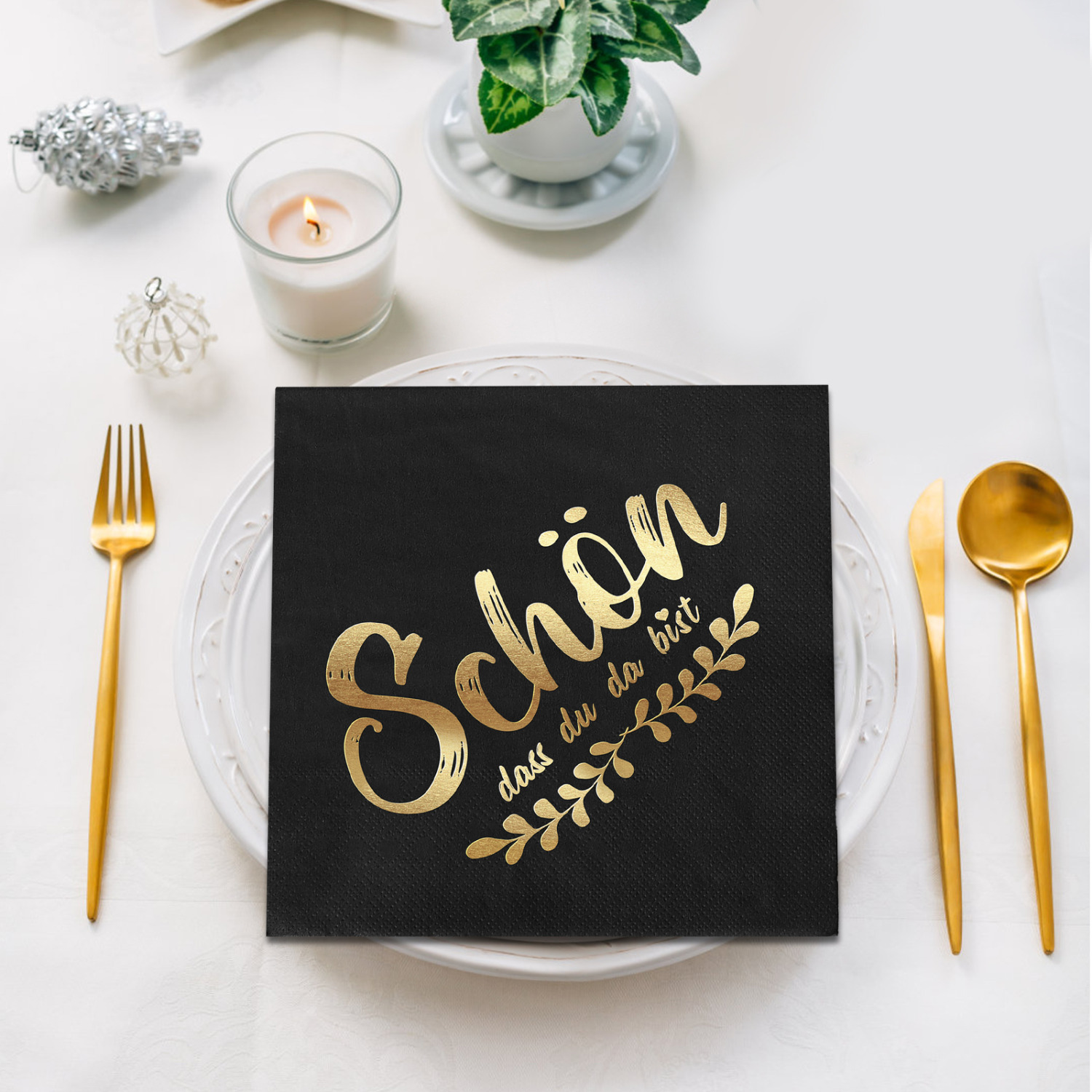 40pcs Of Black Golden Napkins, Nice That You're Here Napkins Motif Napkins Party Napkins Party Decoration For Celebration Event Birthday Wedding 33x33cm
