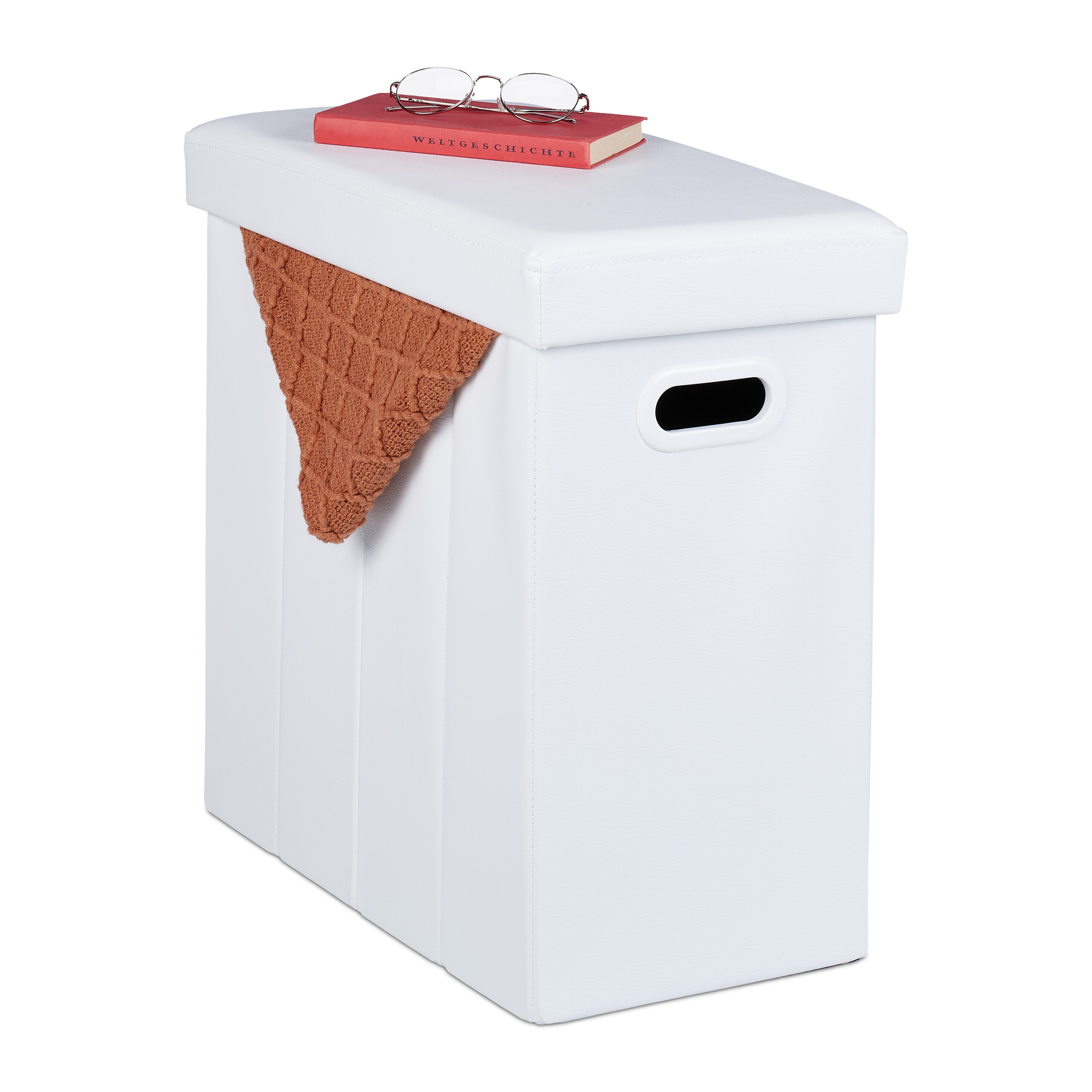 White Stool - (w)48.5 X (h)49 X (d)27 Cm