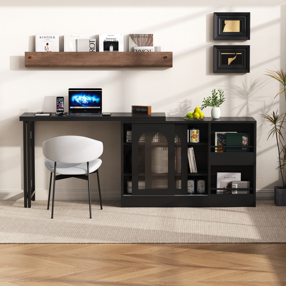 Image of Table With 2 Foldable Table Tops 121.5x40x76.7cm - Space- Storage After Use, 360° Rotatable Side Plate, Storage Compartment, For Kitchen, Dining Room, Small Apartments - Flexible & Practical
