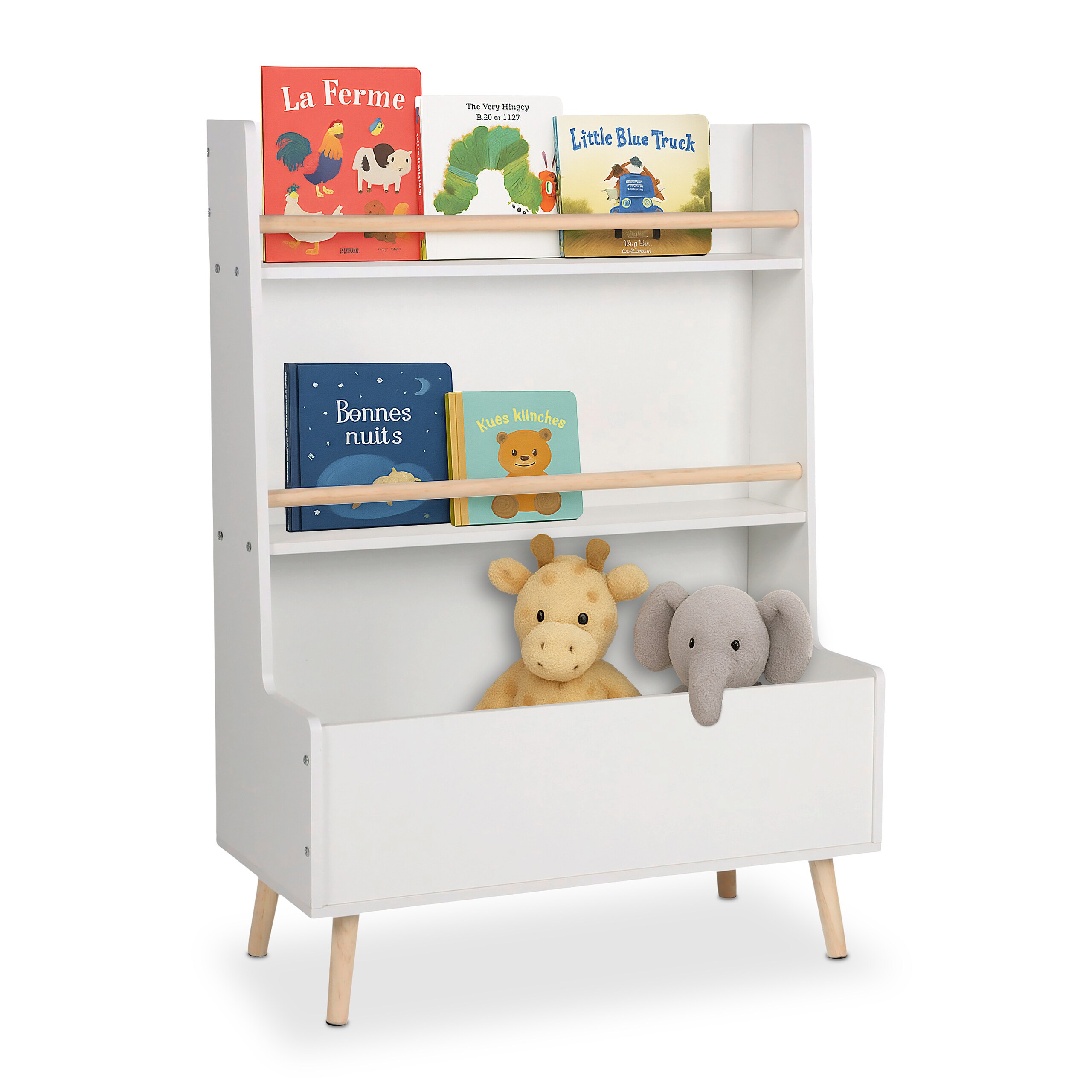 Children's Shelf In White/natural - (w) 68 X (h) 94 X (d) 32 Cm