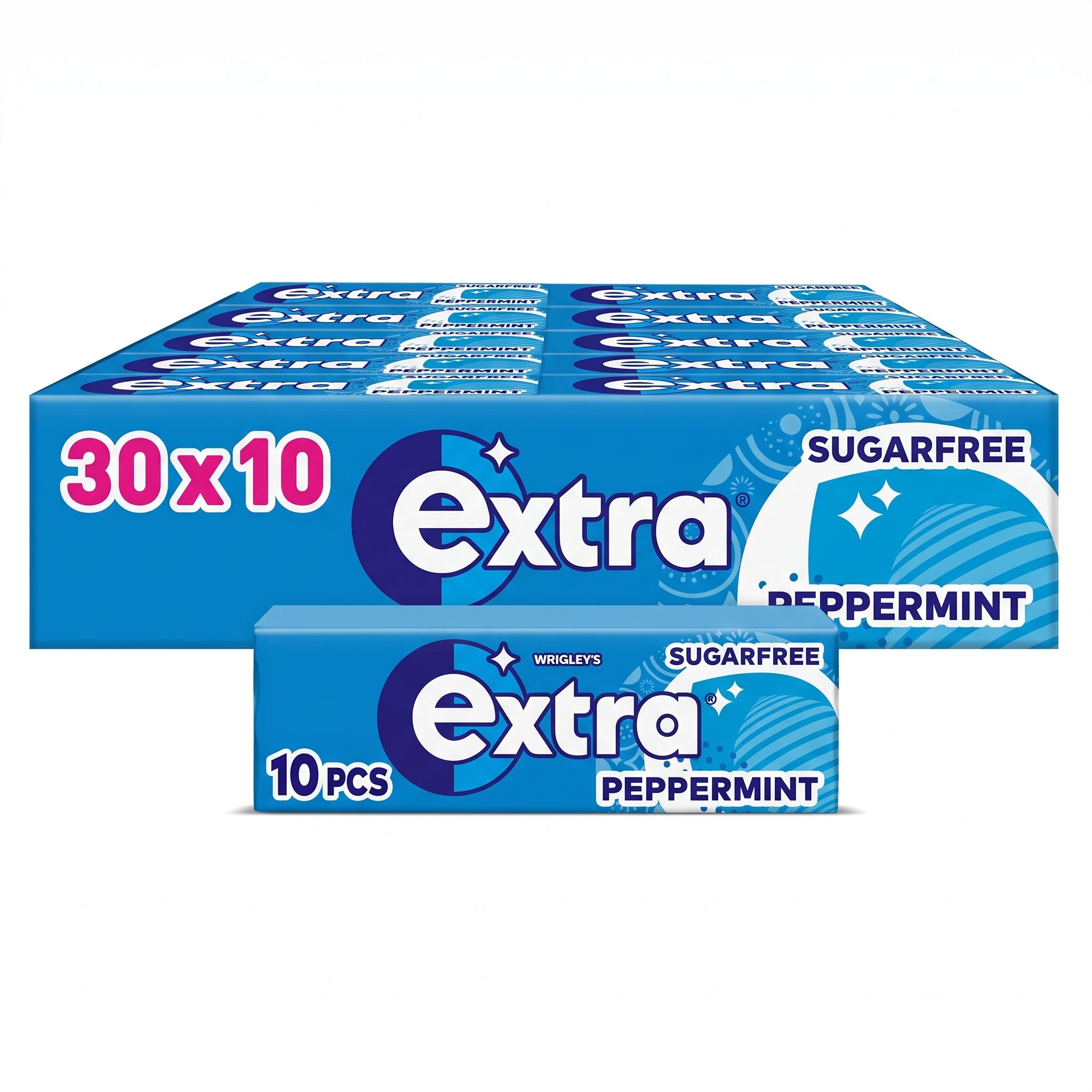 Image of Wrigley's Extra Peppermint Sugar-free Chewing Gum (30 X 14g) - Dental Care Chew Snack Bulk Pack Large Size