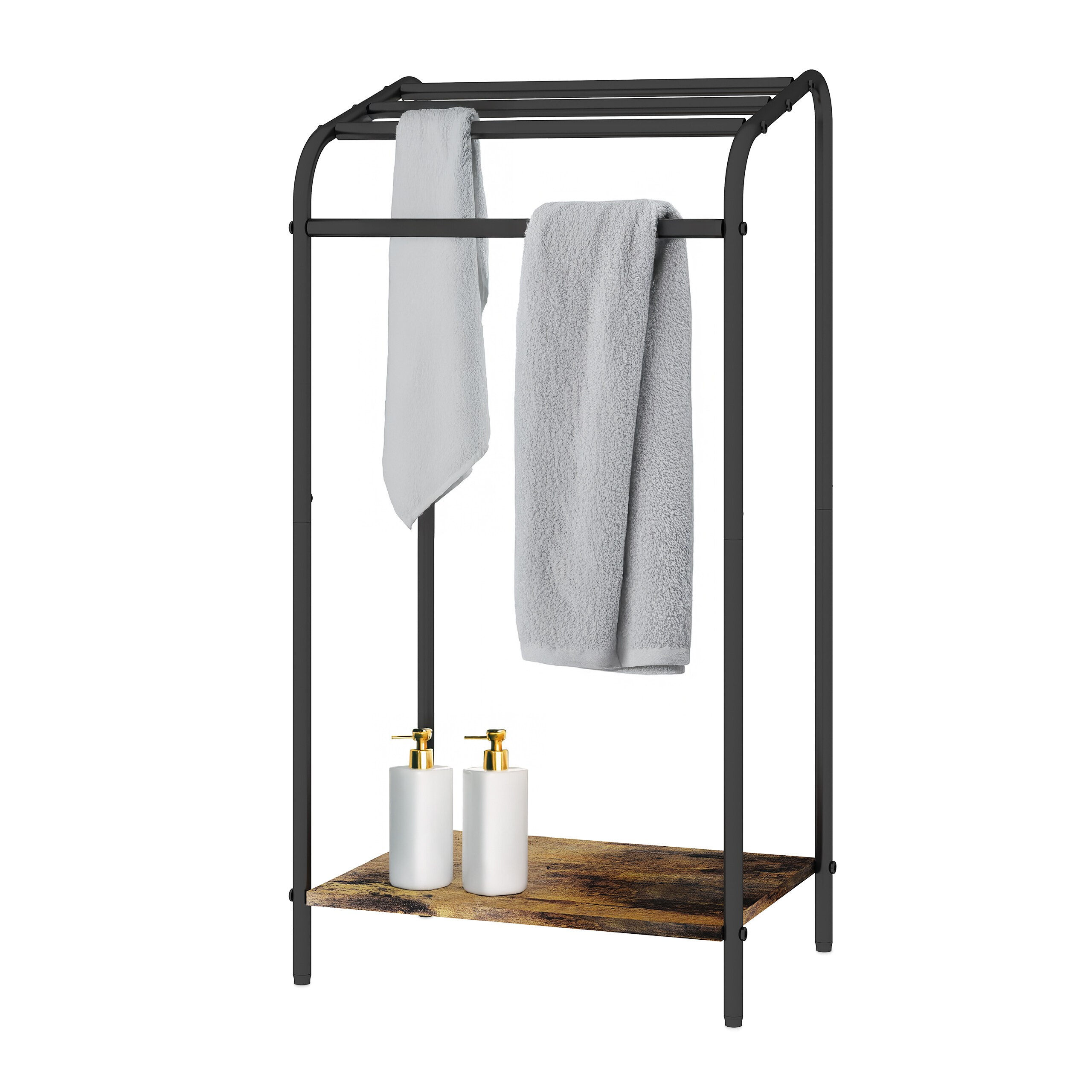 Towel Stand In Dark Brown/ Black - (w)41.5 X (h)79.5 X (d)28.5 Cm
