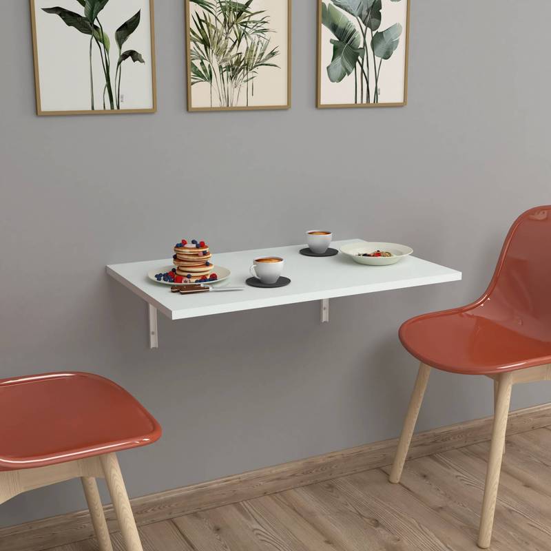 Wall-mounted Folding Table Klapp 72x45cm, Space- Folding Dining Table, Bar Table, Kitchen Table, Table, White