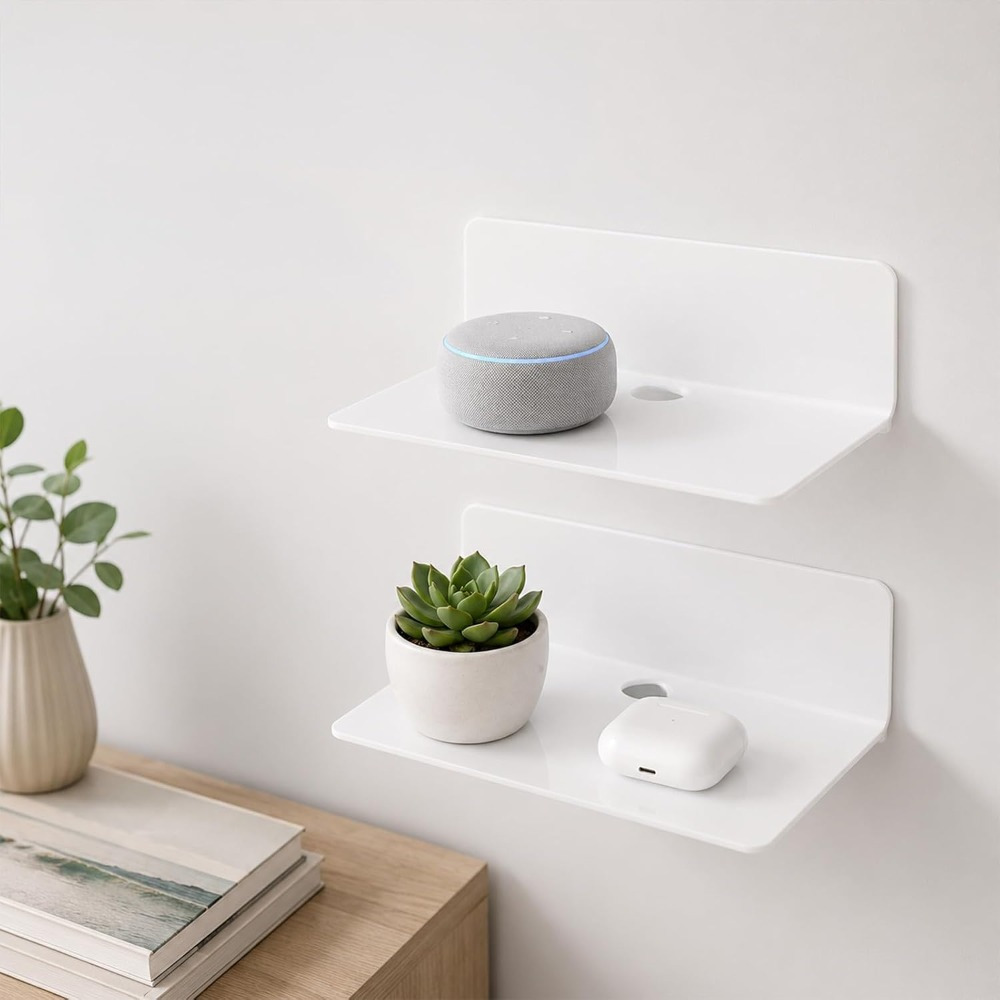 TEMU Clean-line White Floating Shelves , Great For Organizing Tech Gadgets & Small Plants