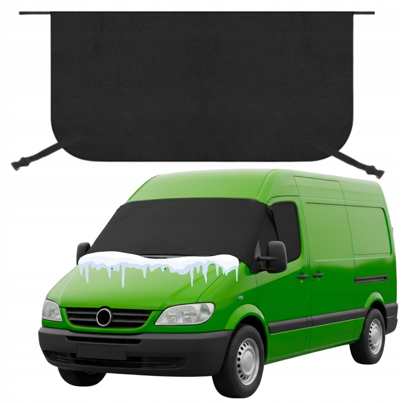 Image of Wobell Xxl Anti-frost Mat 200x100 Cm For Car Windshield, Protection Against Frost, Snow, Ice, Sun, And Rain, Adjustable Strap With Clip, -layer Polyester, For Buses, Suvs, And , Use