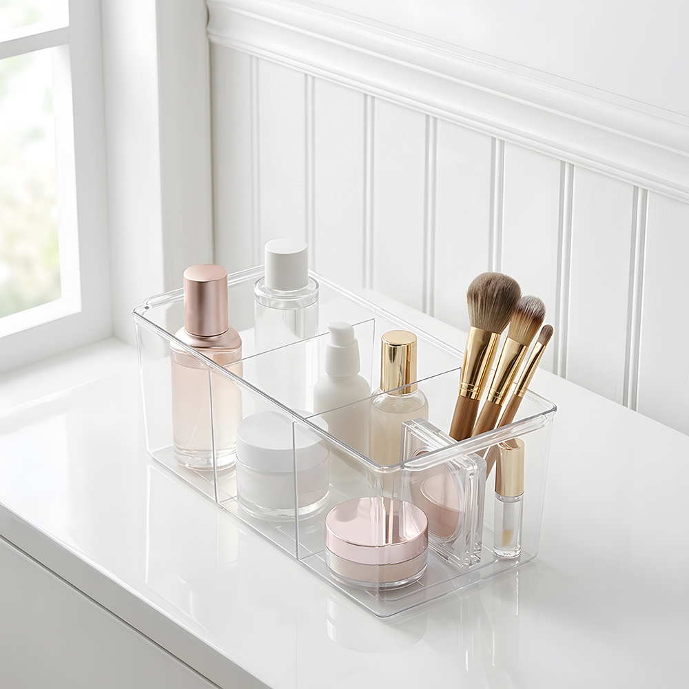 Vanity Table Cosmetic Storage Box with Dividers