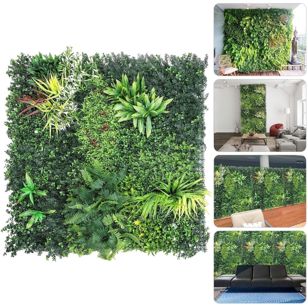 E-shop Künstliche Pflanzen Panels 100 x 100cm Gras Pflanzen Wandpaneele Grün Privatsphäre Wohnen Wandzaun Screening Home Garten Frühling Blatt