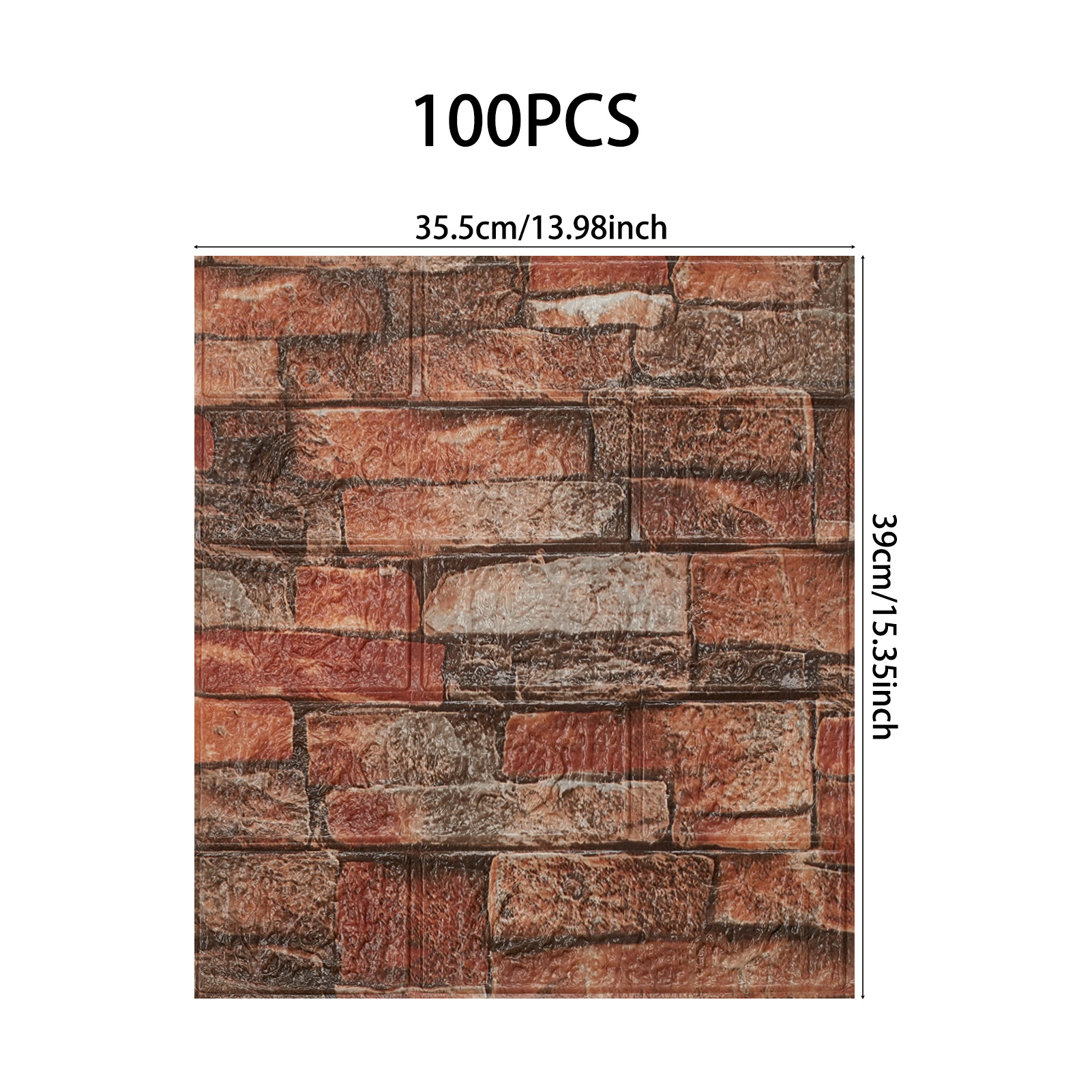 TEMU 100pcs 3d Red Wall Stickers - Self-adhesive Peel And Stick Foam Wall Panels, Removable Easy Wallpaper For Living Room Kitchen Office
