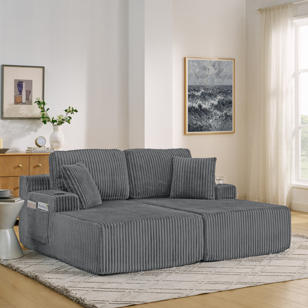Image of Space- Lounge Sofa With Thoughtful Features. -friendly Fabric, Practical Pocket, And Cup Holders On The Sides. Self- After , Ideal For