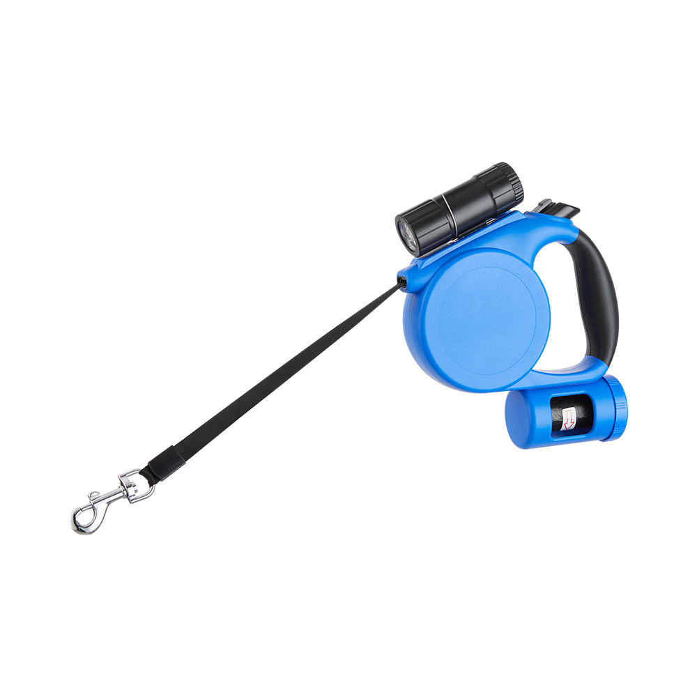 Retractable Dog Leash with Flashlight and Dispenser, 5m