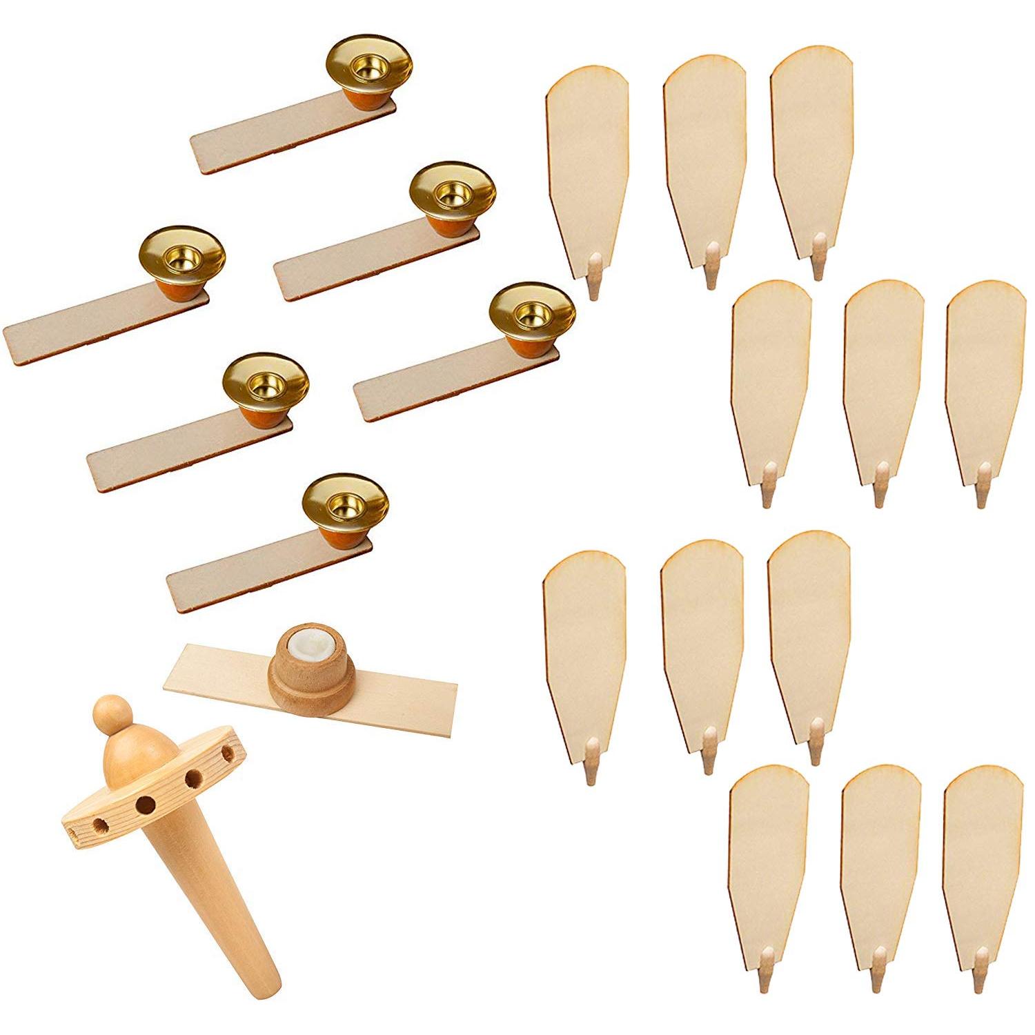 TEMU Brubaker Spare Parts Complete Set For Christmas Pyramids / 60 Cm Natural Wood With 12 Wings, 6 Candle Holders, 1 Pyramid Head And 1 Needle