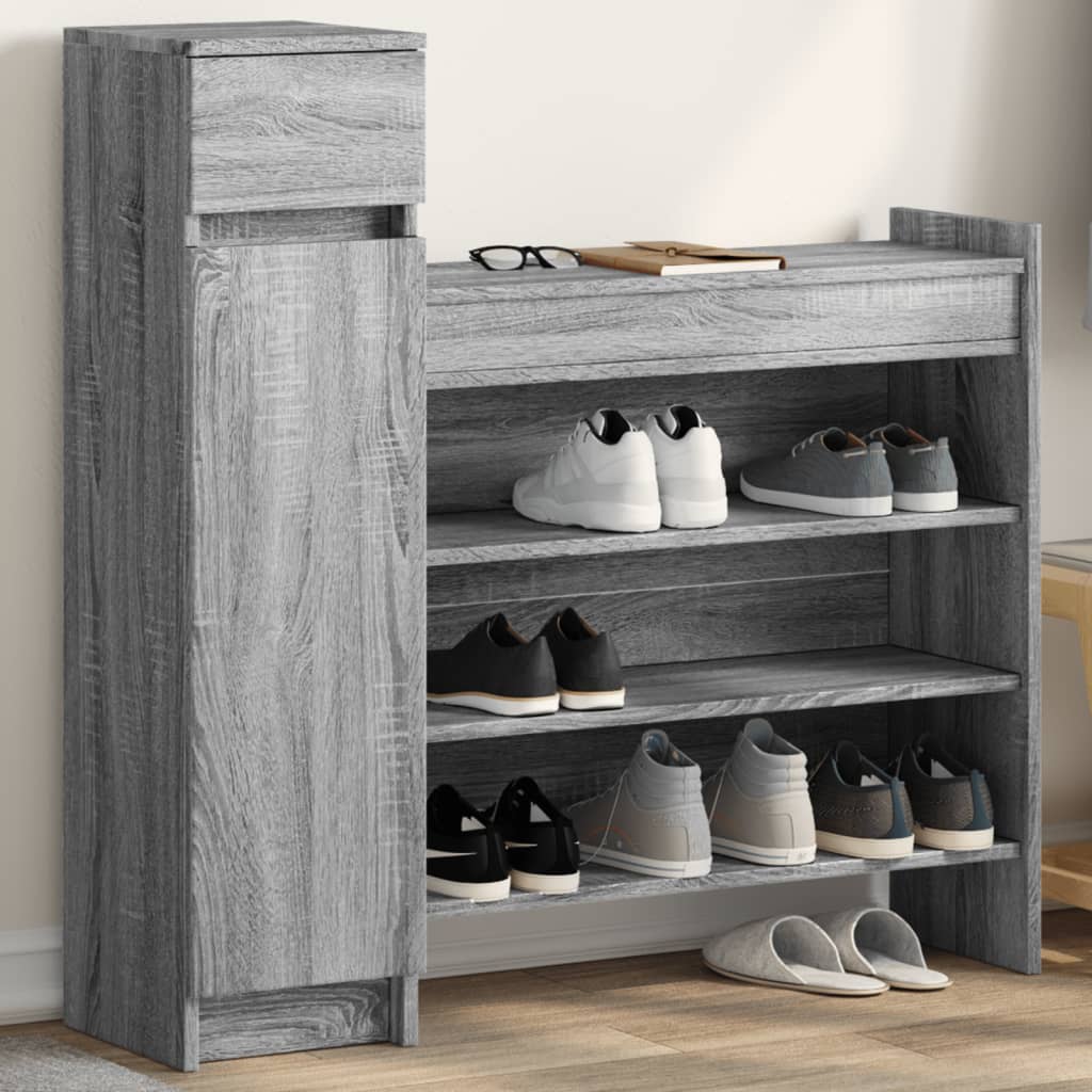 Vidaxl Shoe Cabinet Grey 100.5x28x100 Cm Wood