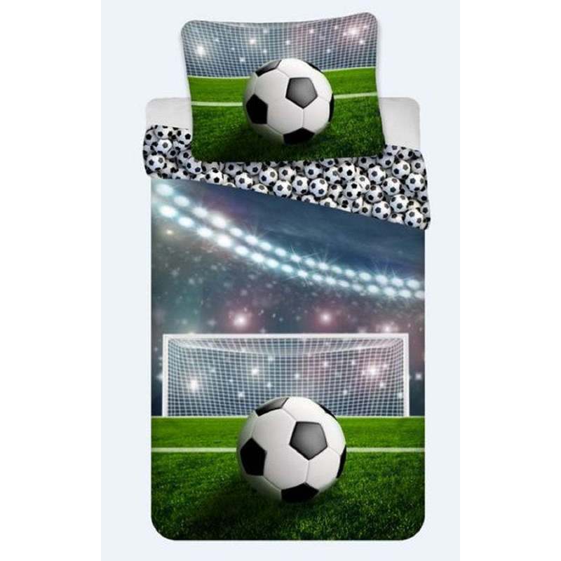 Image of Football Bedding Set - Pillowcase 80 X 80 Cm And Duvet Cover 135 X 200 Cm, 100% Cotton