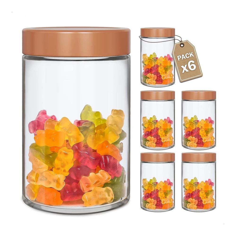 TEMU LG Luxury & Grace Tarros de Conservación Pack 6 x 0,5 L (13×8,5 cm) – Herméticos para Vacío – en Marrón Metalizado