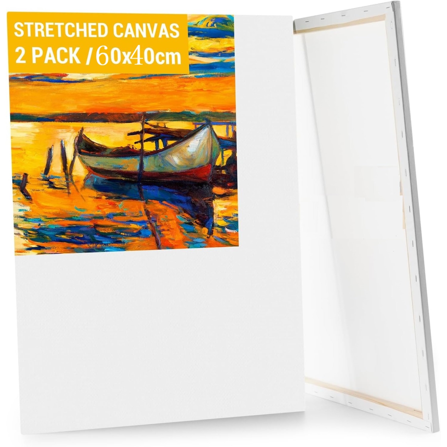 2-pack Canvas For Painting, 40x60cm Large Canvas With Wooden Frame, White Canvases For Acrylic And Oil Paintings, Canvas For Beginners And Artists