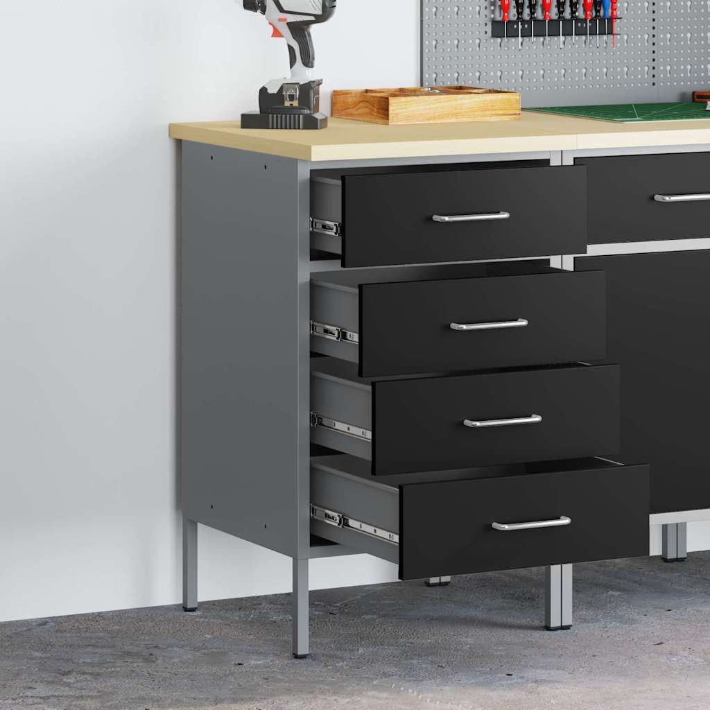 Image of Vidaxl Workshop Cabinet Black 50x55x85 Cm Steel
