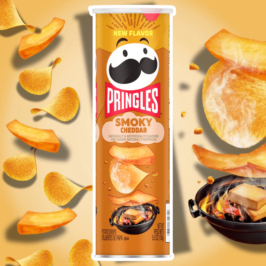Image of Pringles Smoky Cheddar Potato Chips 158 G (5.5 Oz) – Crispy Chips With Smoky Cheddar Flavor