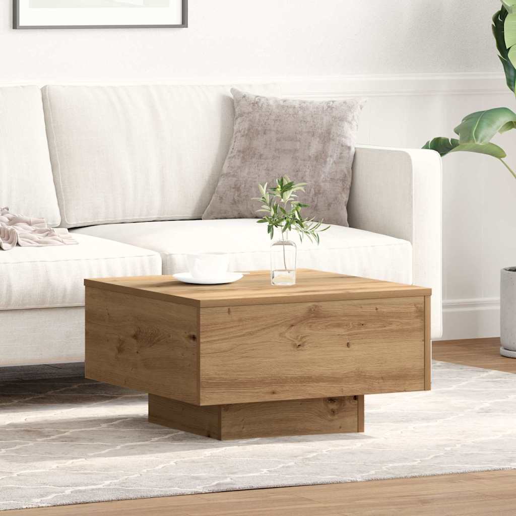 Image of Vidaxl Oak Table | Solid Wood Construction With Lacquered Surface Compact Centerpiece For The Living Room Perfect For Serving Dimensions: 55 X 31 Cm Furniture Interior Tables