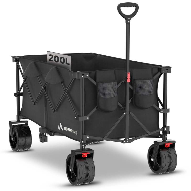Image of Folding Cart - 200/300 Liter Storage Space For Camping, Festival - Up To 200 Kg Load Capacity - Extra Wide Rubber Tires With Brake - Folds (200 L | Cart)