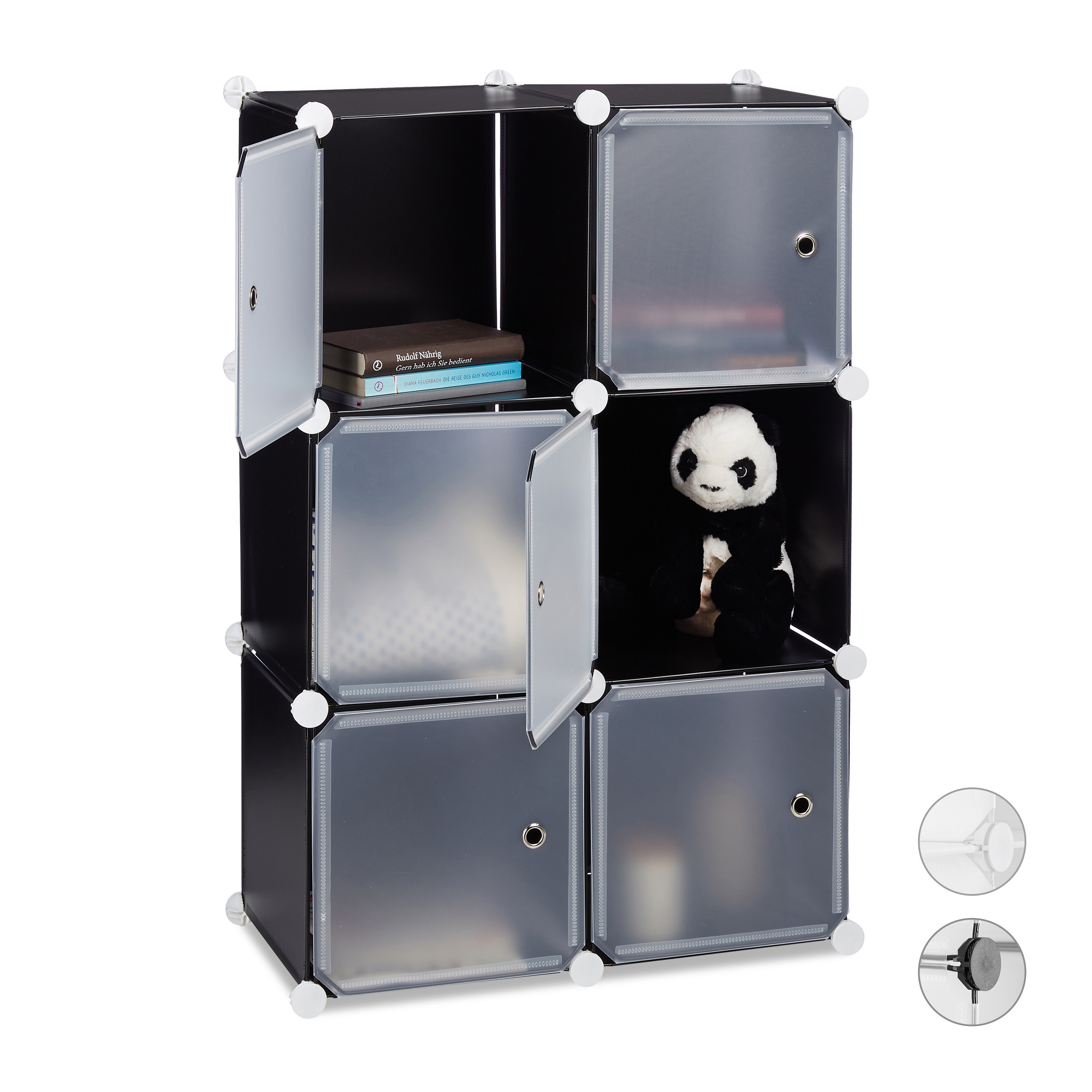 Black Shelf System - (w)66 X (h)98 X (d)32 Cm