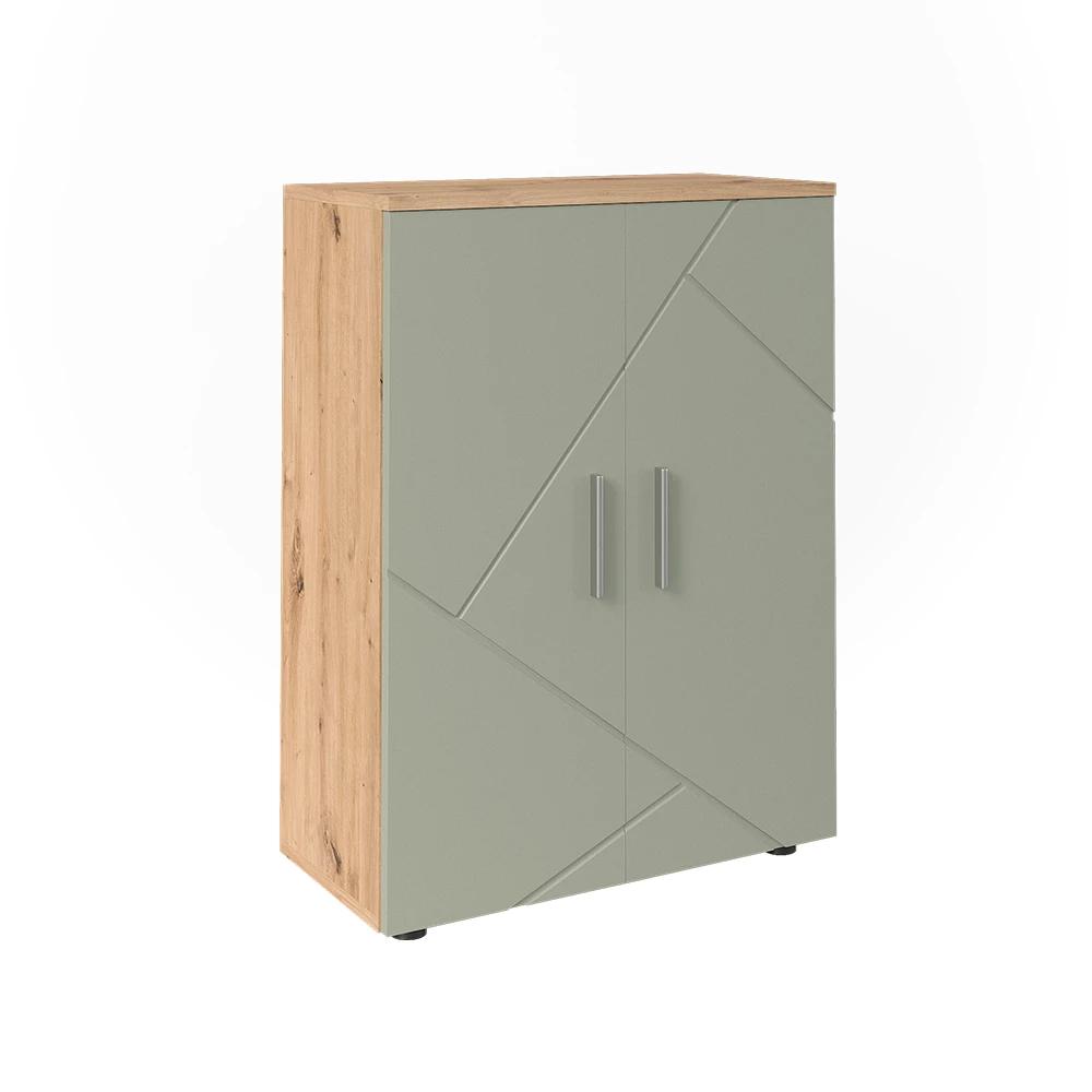 Image of Irma Sage Green Mid Cabinet 60 X 81 Cm, Bathroom Furniture, Bathroom Cabinet, Particle Board, 16 Mm, Bathroom Storage