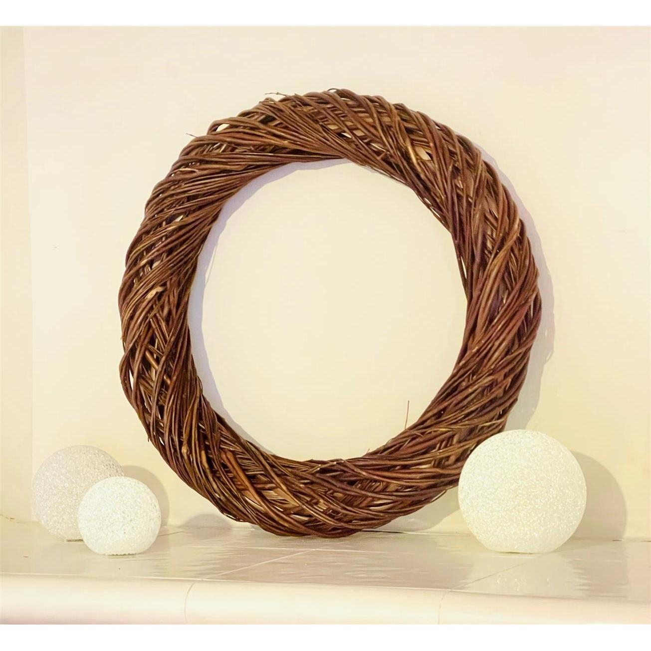 TEMU Large Wicker Wreath Ø 47 Cm, Indoor & Outdoor Decorative Wreath, Door Wreath, Natural Wreath, Wall Wreath, Table Wreath, Diy Craft Wreath