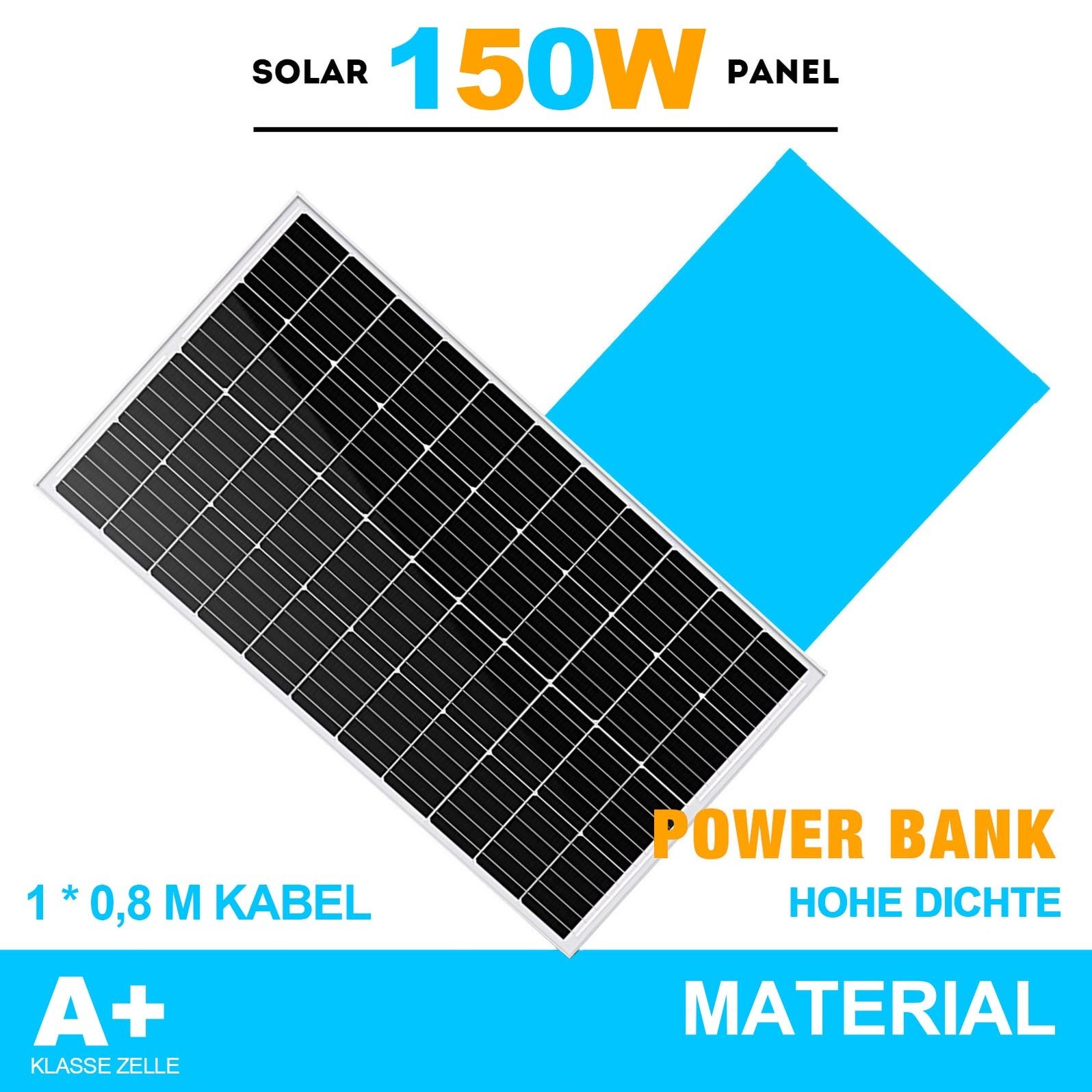 

150 Panel System Solar Module Monocrystalline Solar Panels Solar Panel With Pv Cable For Power Station, Motorhome, , Balcony Power Station