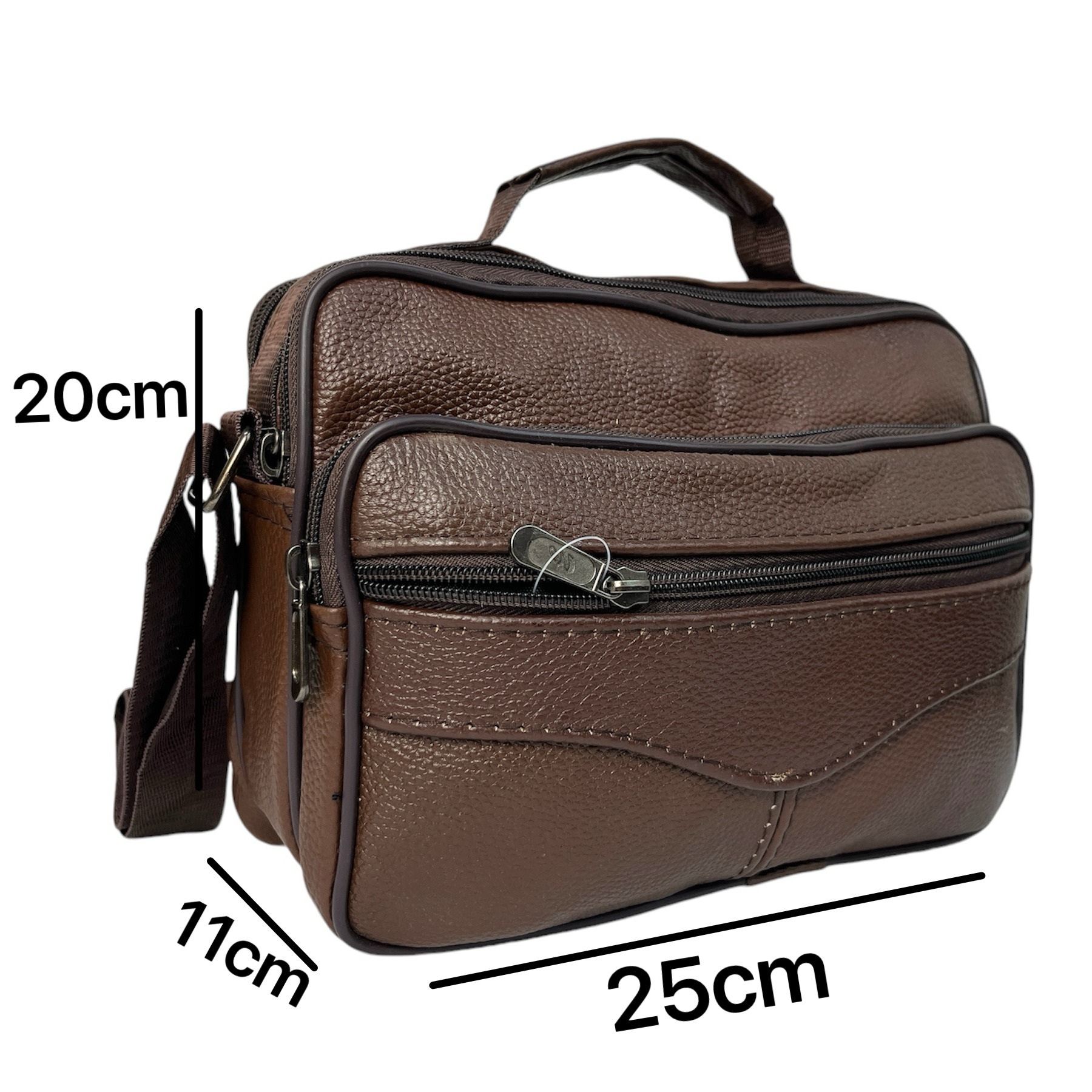 TEMU MEJORADA DL-71 Bolso de de cuero para hombre, bandolera horizontal de piel auténtica multibolsillo para hombre