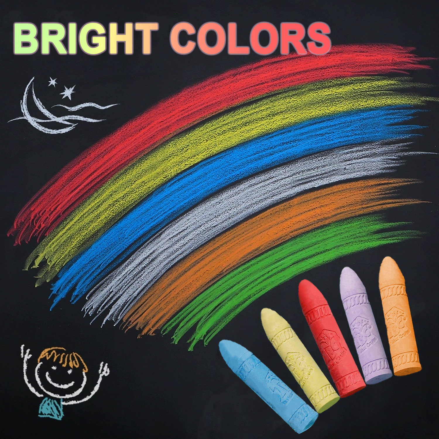 TEMU 48pcs Jumbo Chalk Set For Outdoor Play - Washable, Non-toxic, Chunky Pavement Chalk - Giant Sidewalk Chalk For Streets, Yards, Blackboards, ,