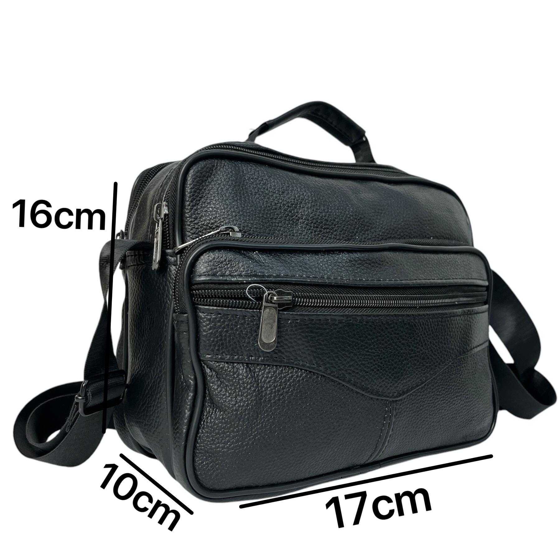 TEMU DL-67 Bolso de de cuero para hombre, bandolera maletín horizontal de piel auténtica multibolsillo