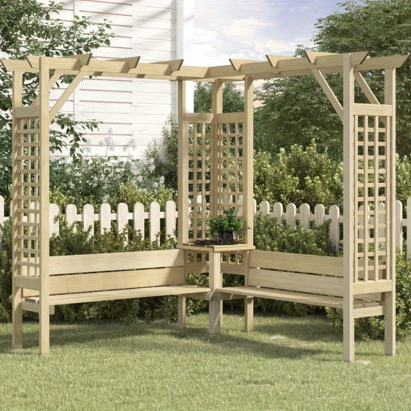 

Corner Pergola With Bench Impregnated Pine Wood 190 X 190 X 200 Cm