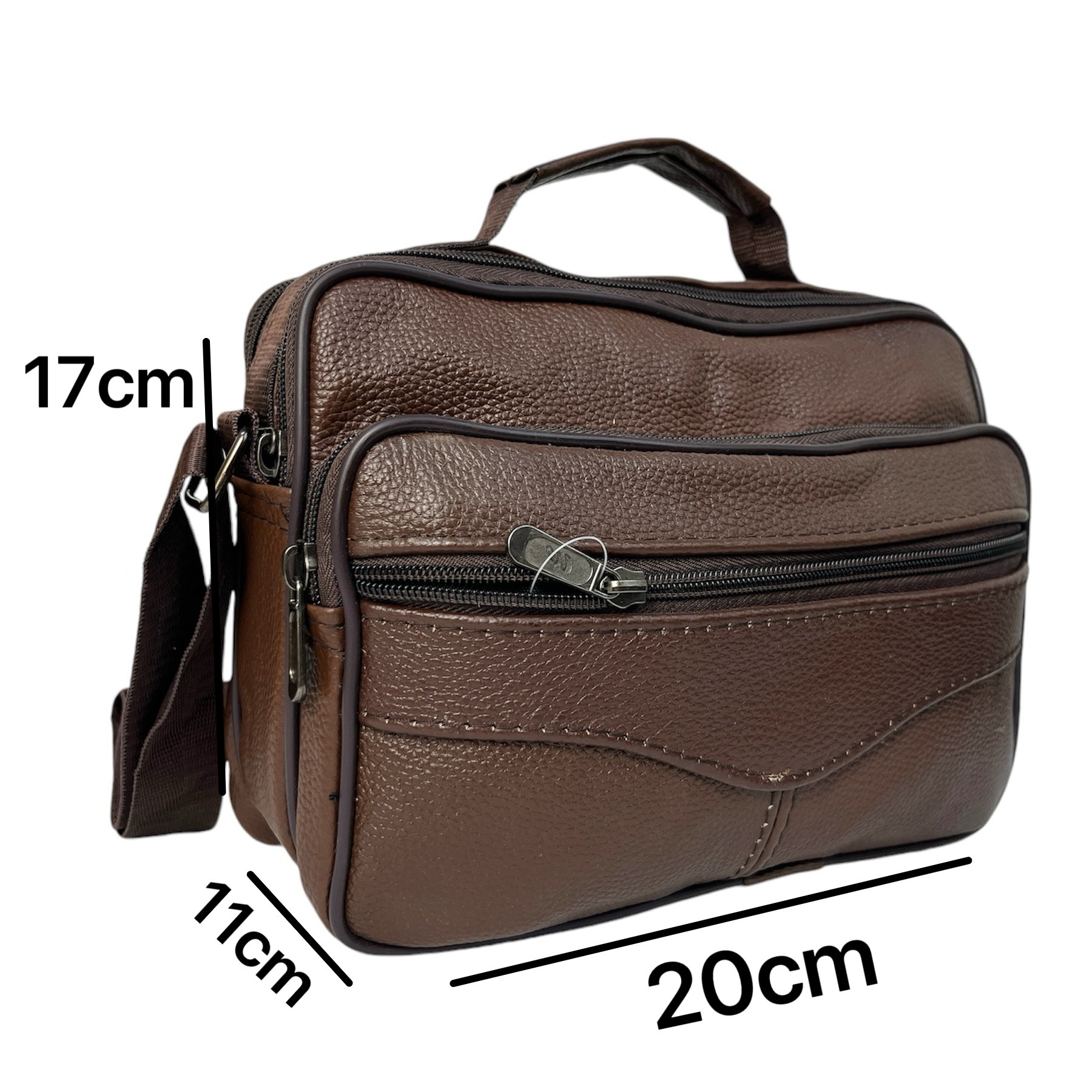 TEMU DL-69 Bolso de de cuero para hombre, bandolera maletín horizontal de piel auténtica multibolsillo