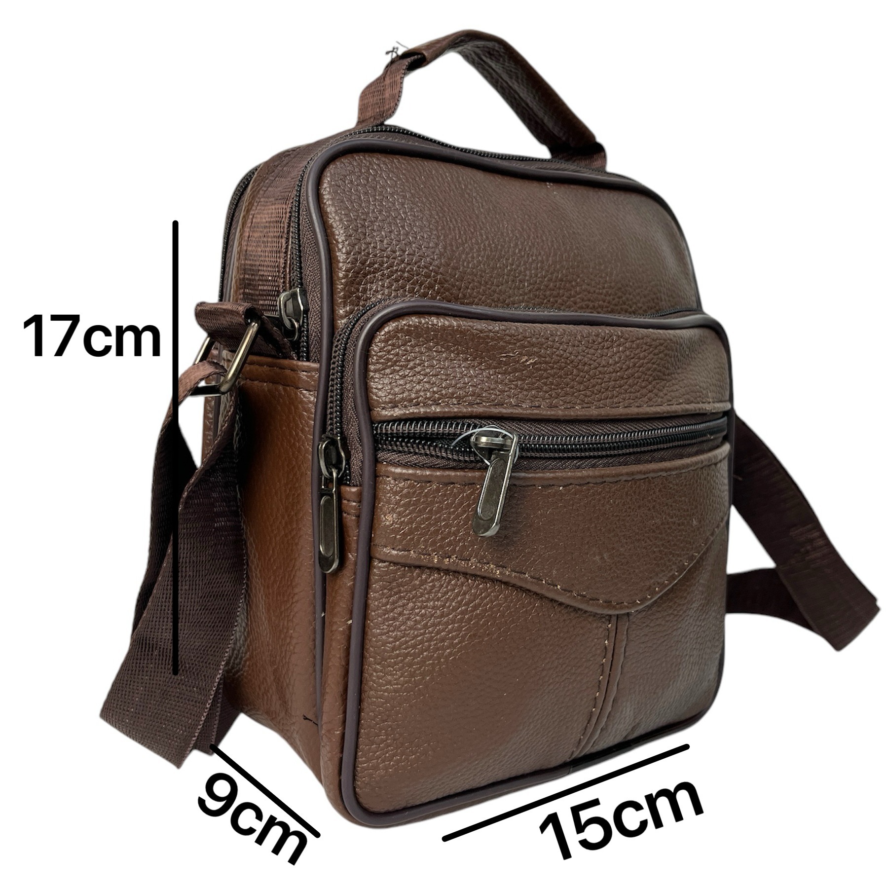 TEMU MEJORADA DL-66 Bolso de de cuero para hombre, bandolera Vertical de piel auténtica multibolsillo