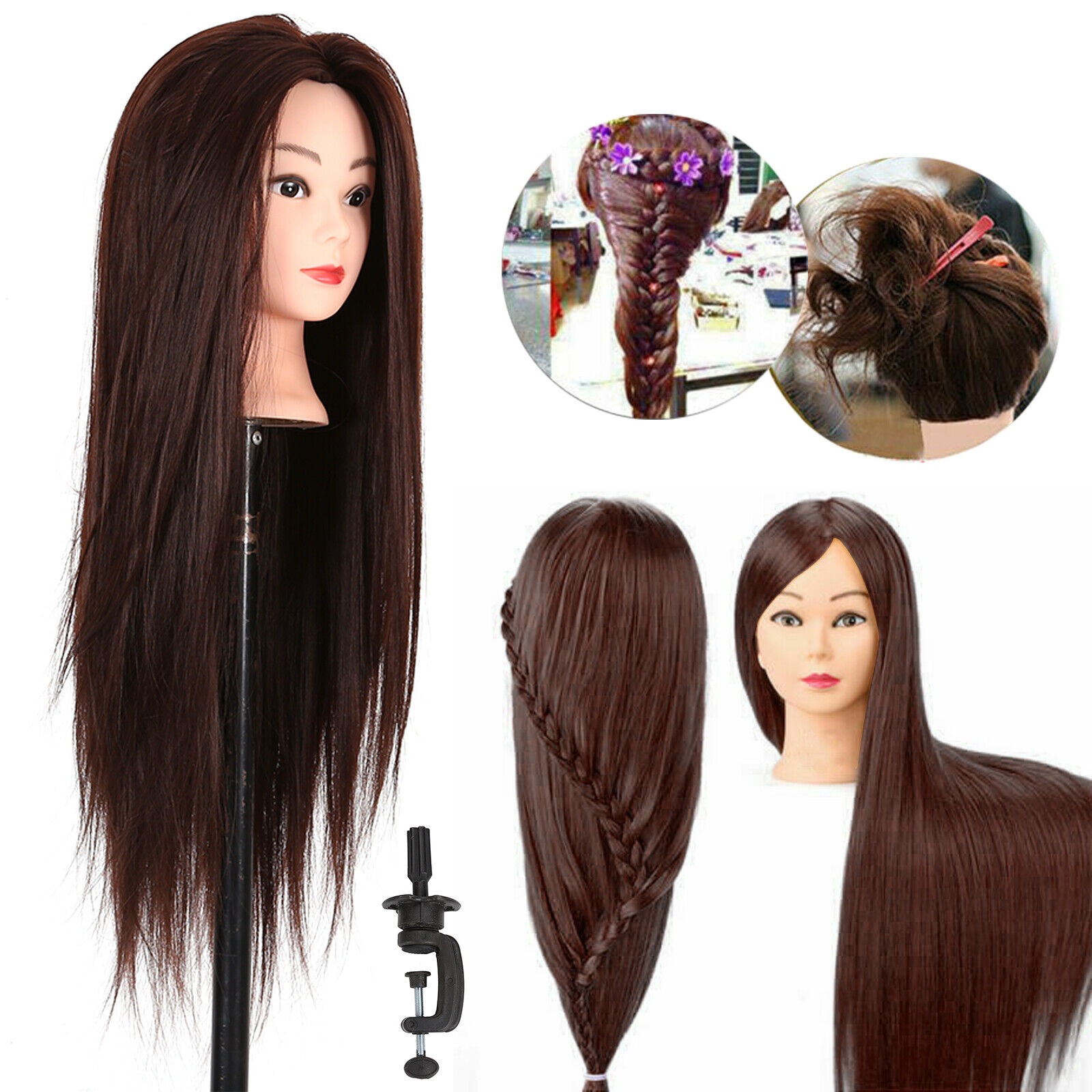 

Hairdressing Head Training Heads Practice Head Hairdresser 24" Synthetic Hair Training Head Hairstyle Head Doll Head Hairdressing Head Holder With Diy Hair Accessories Styling Set