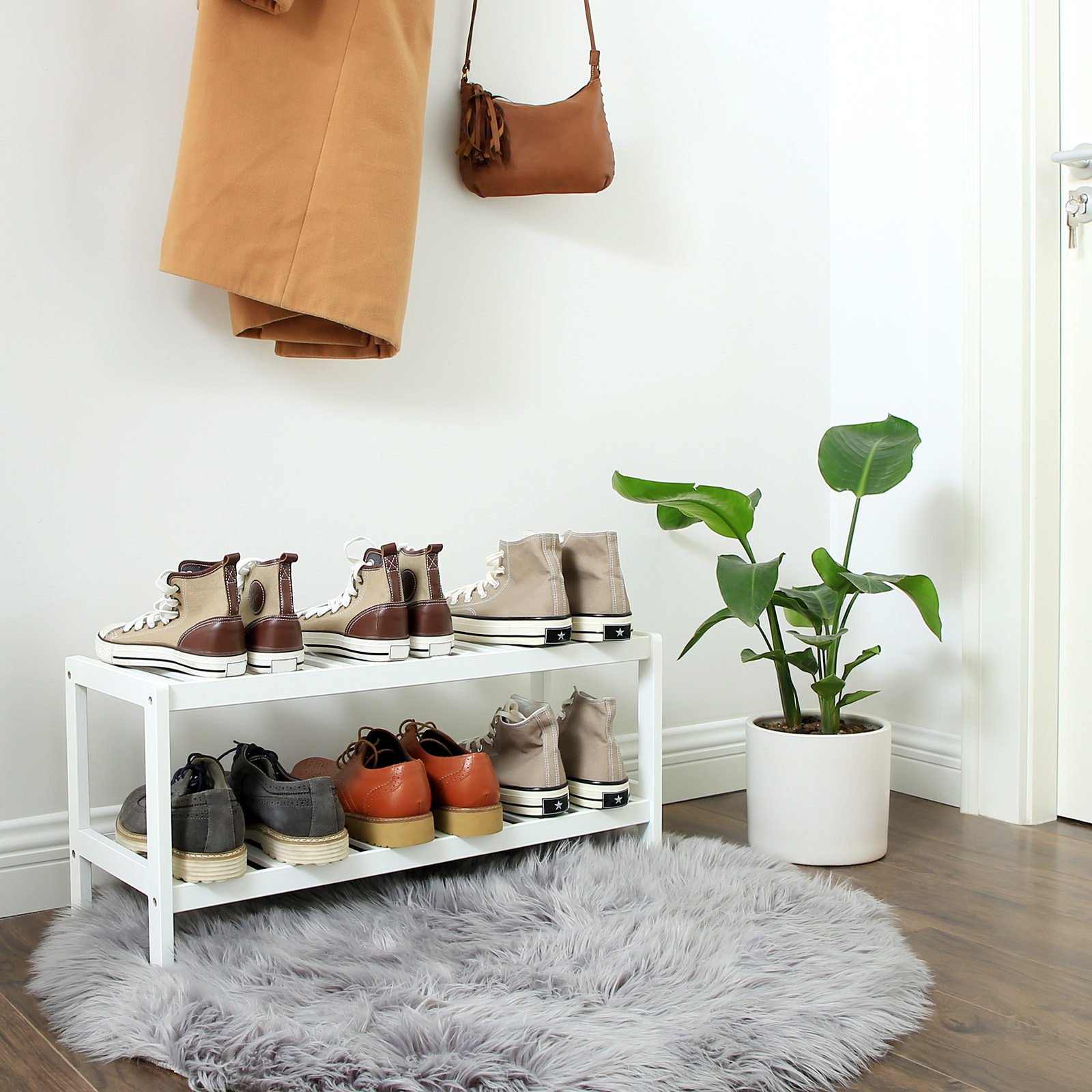 

Songmics Shoe Rack Made Of Bamboo, Shoe Storage With 2 Levels, Shoe Organizer, Shelf For Shoes, Plants, Books, Living Room, 26 X 70 X 33 Cm