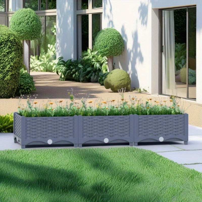 

120x40x23 Cm Raised Bed Flower Pot - Polypropylene Planter For Gardening And Outdoor Use