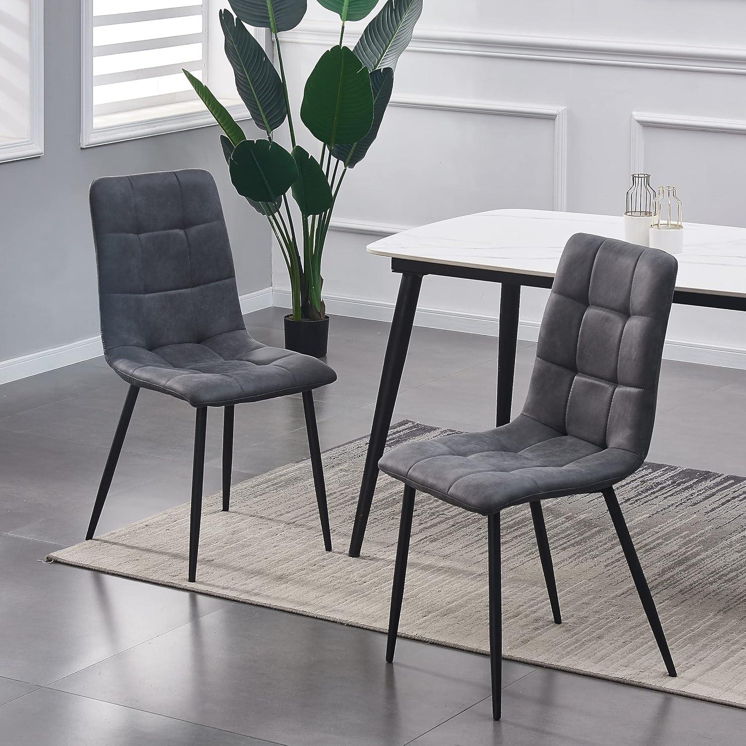 Image of Mccdirect Dining Chair In A 2-piece Set Made Of Artificial Velour Leather With Metal Legs, Designer Chair, Kitchen Chair, In