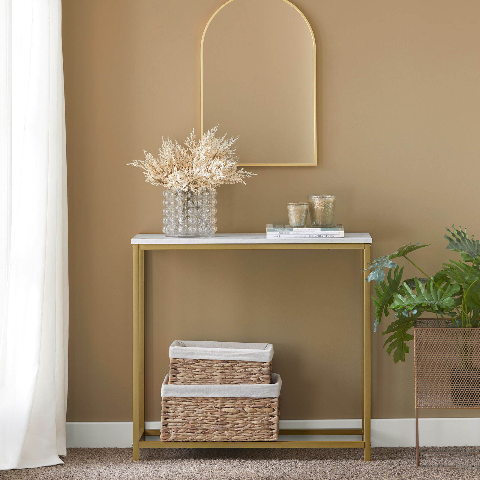 TEMU Entrance Hall Table Console Table 80 X 75 X 30 Cm With Rectangular Shape, , , Particle Boards