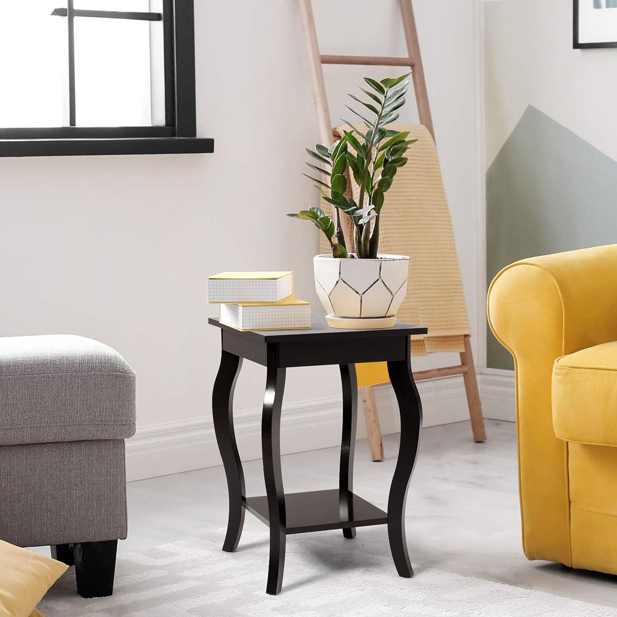 2-set Bedside Table With Shelf, 2-tier Wooden Side Table, Nightstand, Sofa Table For Living Room, Bedroom, 40 X 40 X 60 Cm Brown