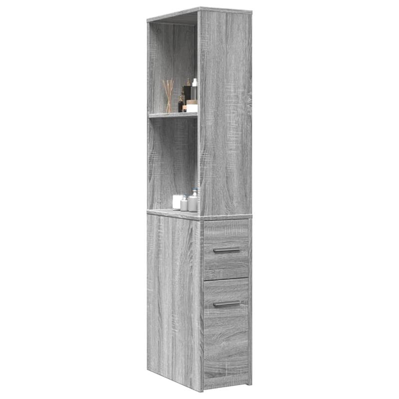 TEMU Narrow Bathroom Cabinet With Wheels, Grey, Wood-based Material