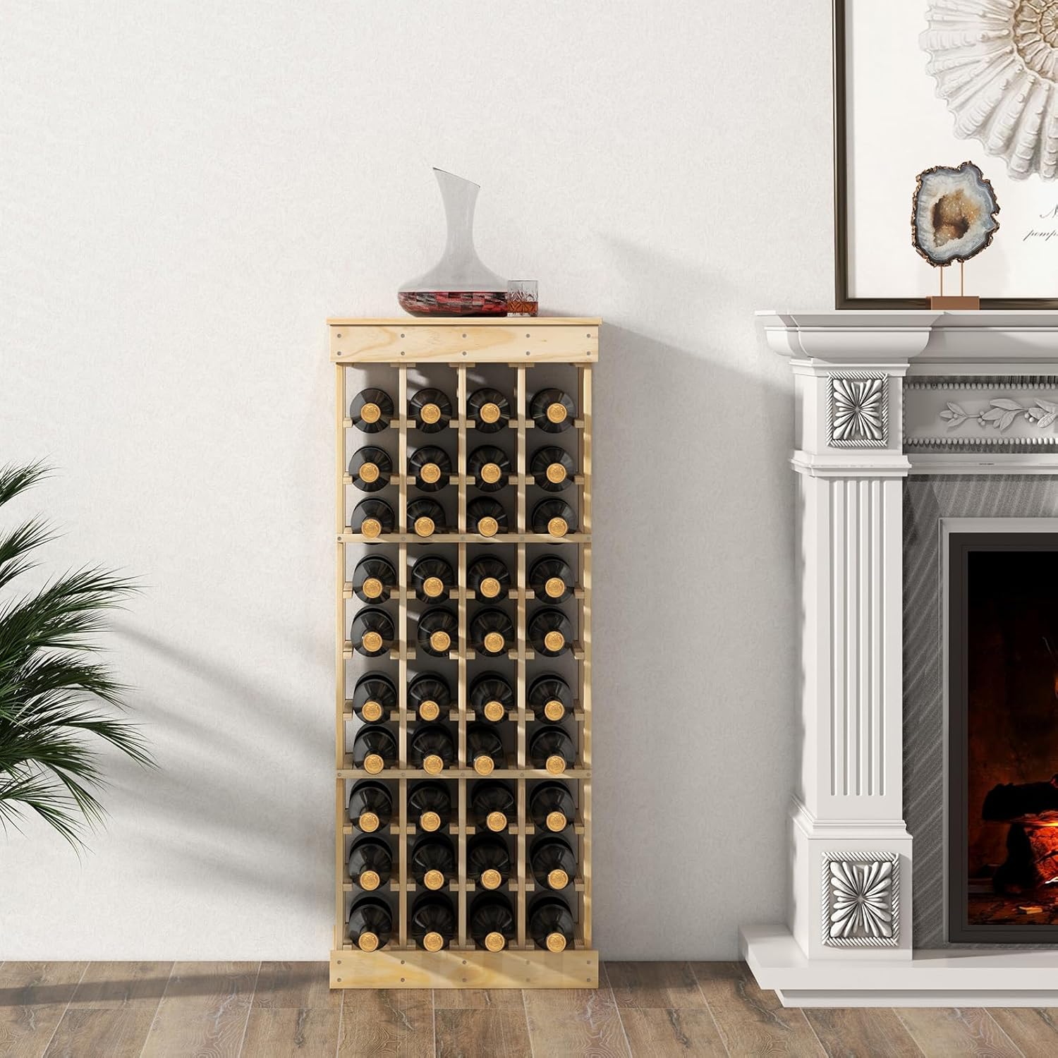 Image of Solid Wood Wine Rack, Bottle Rack For 40 Bottles, Wine Stand Wine Bottle Holder Wine Holder For Kitchen, Pantry, Bar And Wine Cellar