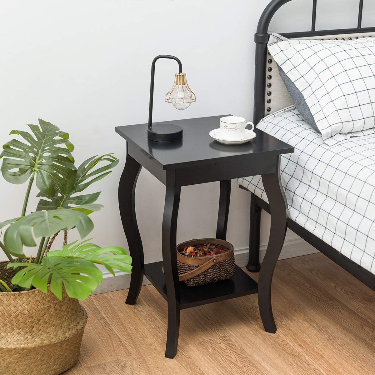 Bedside Table With Shelf, 2-tier Wooden Side Table, Nightstand, Sofa Table For Living Room, Bedroom, 40 X 40 X 60